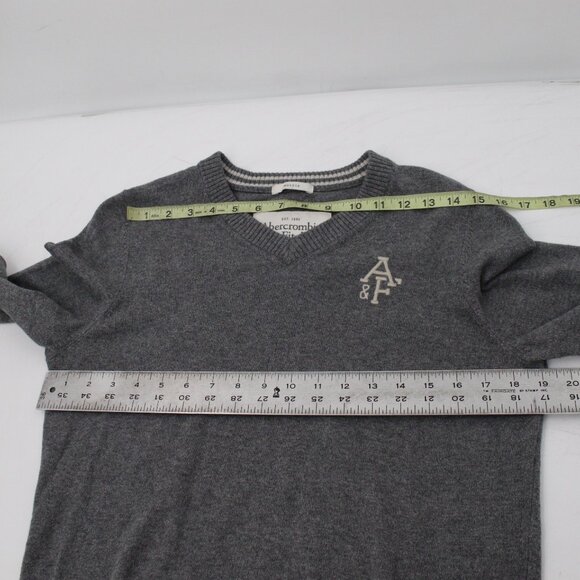 Abercrombie & Fitch Sweater Mens Medium V Neck Cotton Cashmere Wool embroidered - Picture 8 of 10